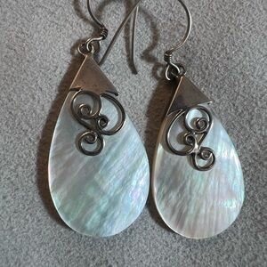 Elegant Silver and White Teardrop Earrings